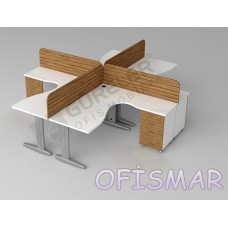 7301- Ofismar Terminal Masa Metal Ayaklı 4 lü